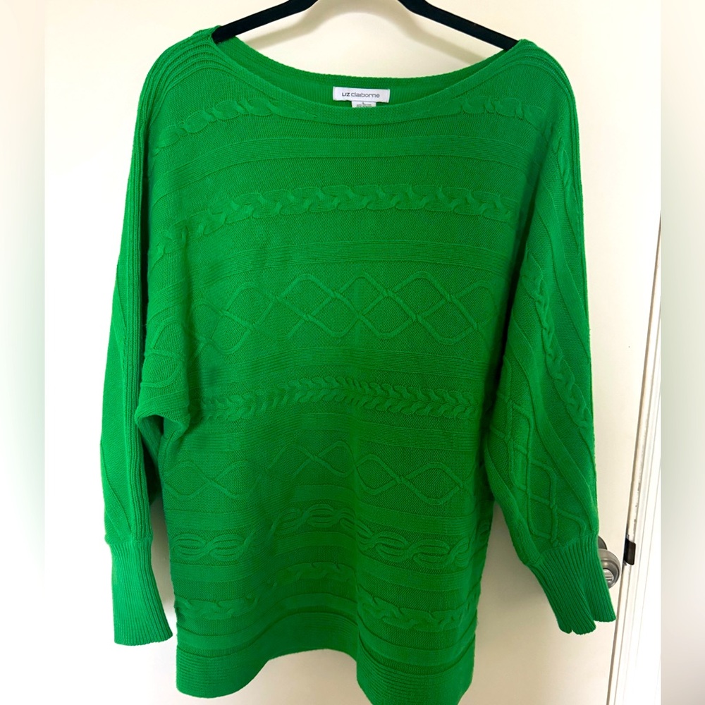 Wome Cotton Green Liz Claiborne Sweater